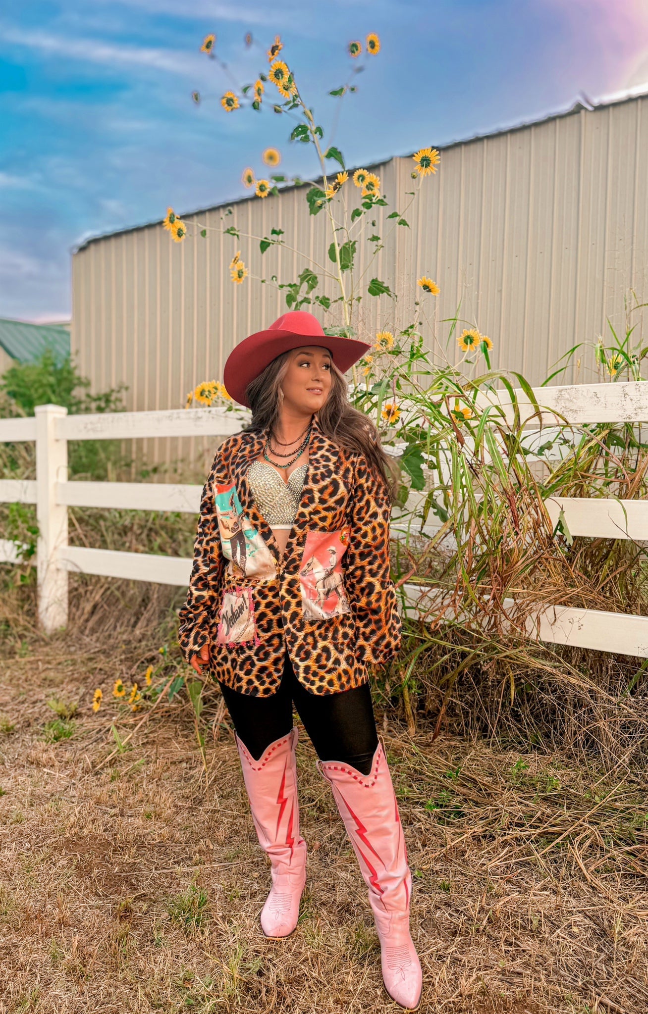 The Baha Ranch Retro Pop Western Collage Blazer | Includes Plus Sizes