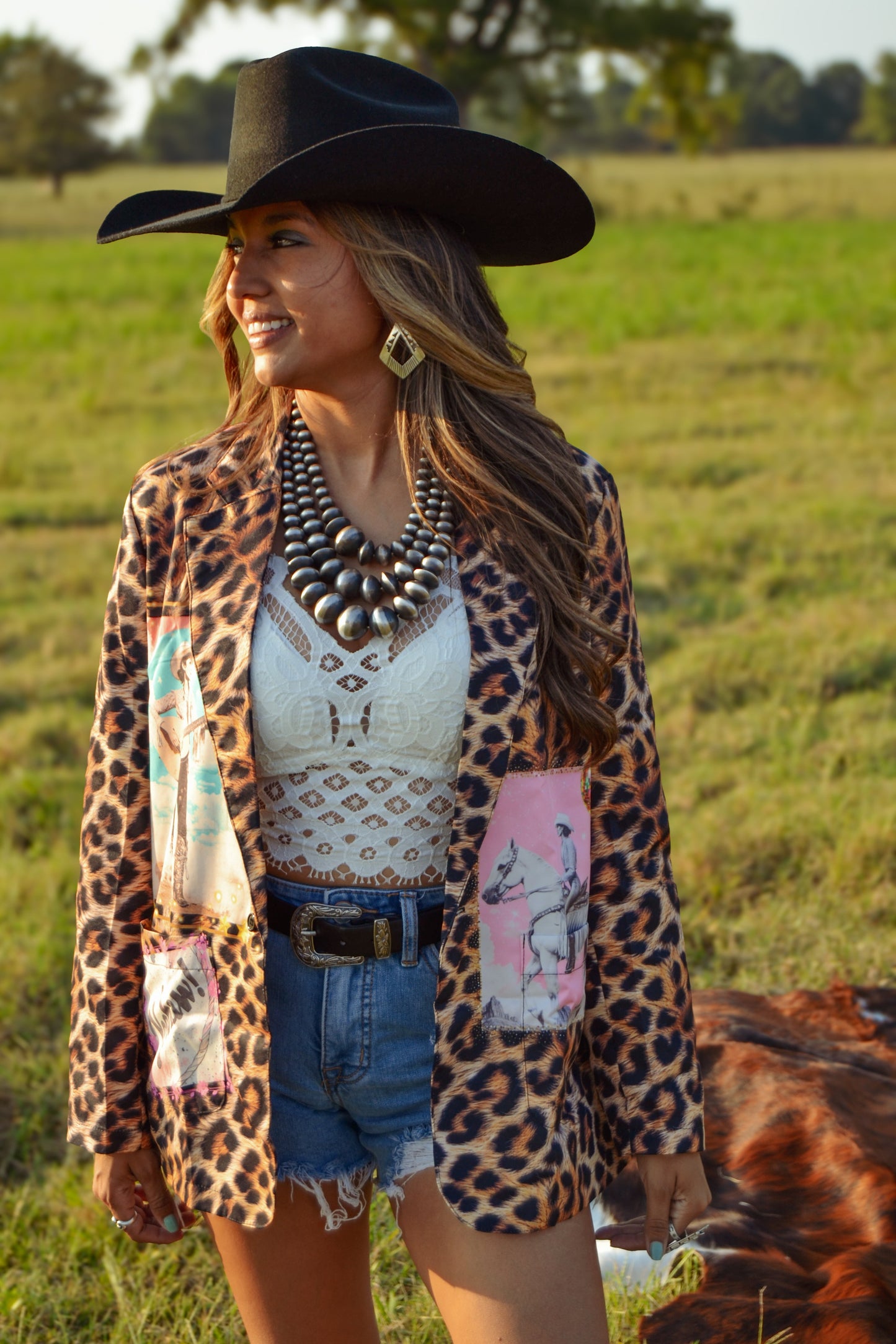 The Baha Ranch Retro Pop Western Collage Blazer | Includes Plus Sizes
