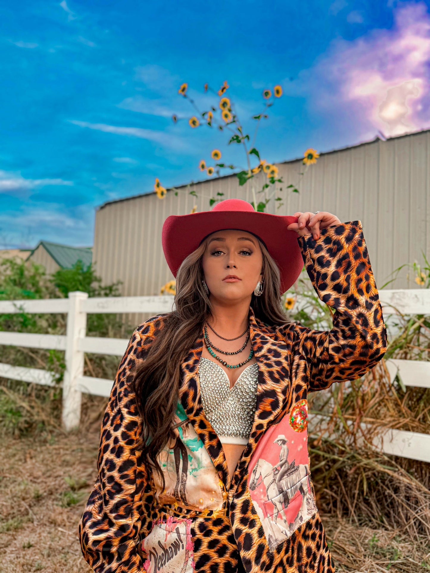 The Baha Ranch Retro Pop Western Collage Blazer | Includes Plus Sizes
