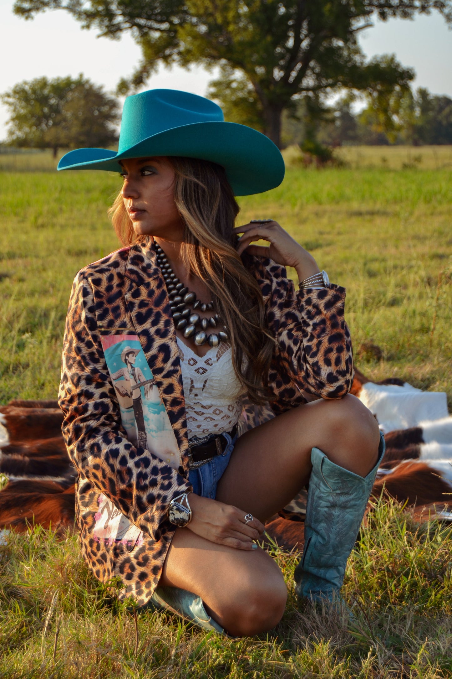 The Baha Ranch Retro Pop Western Collage Blazer | Includes Plus Sizes