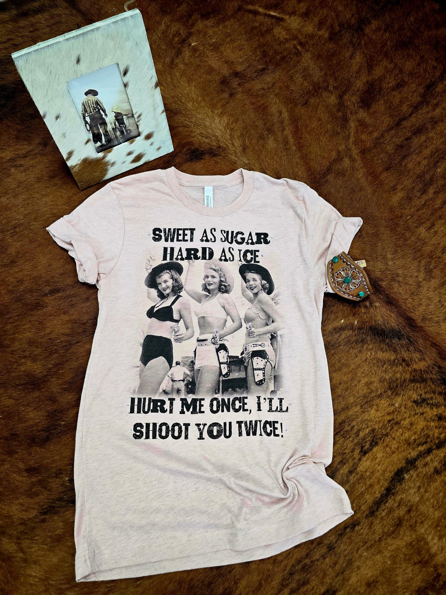 Sweet as Sugar, Hard as Ice Tee in Heather Prism Peach