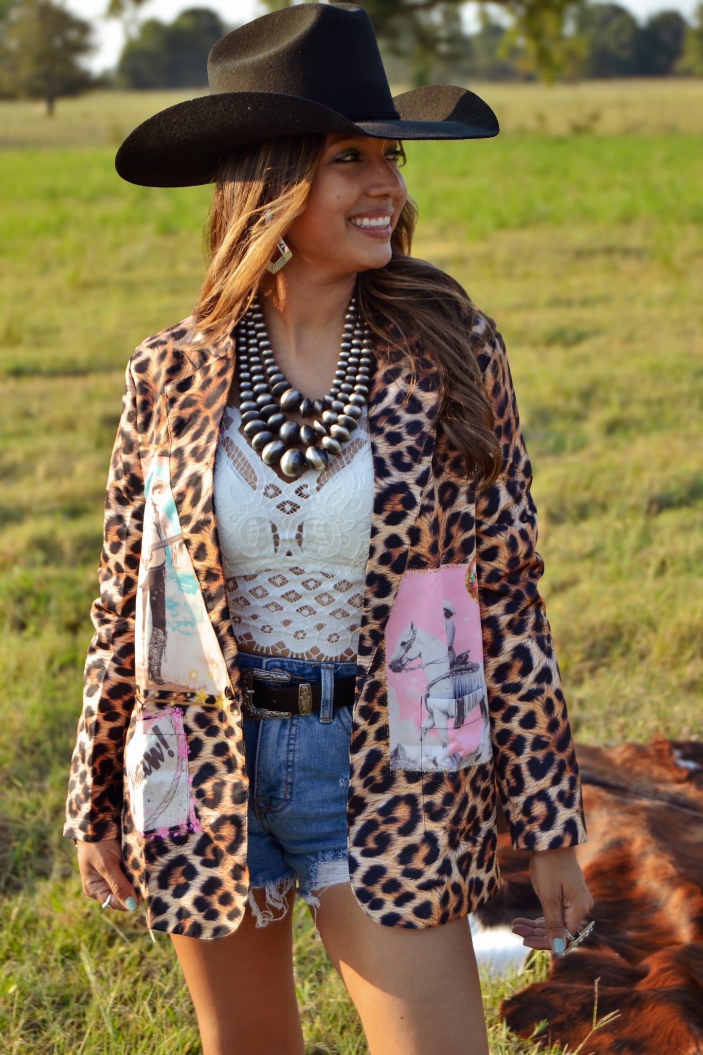The Baha Ranch Retro Pop Western Collage Blazer | Includes Plus Sizes