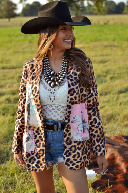 The Baha Ranch Retro Pop Western Collage Blazer | Includes Plus Sizes