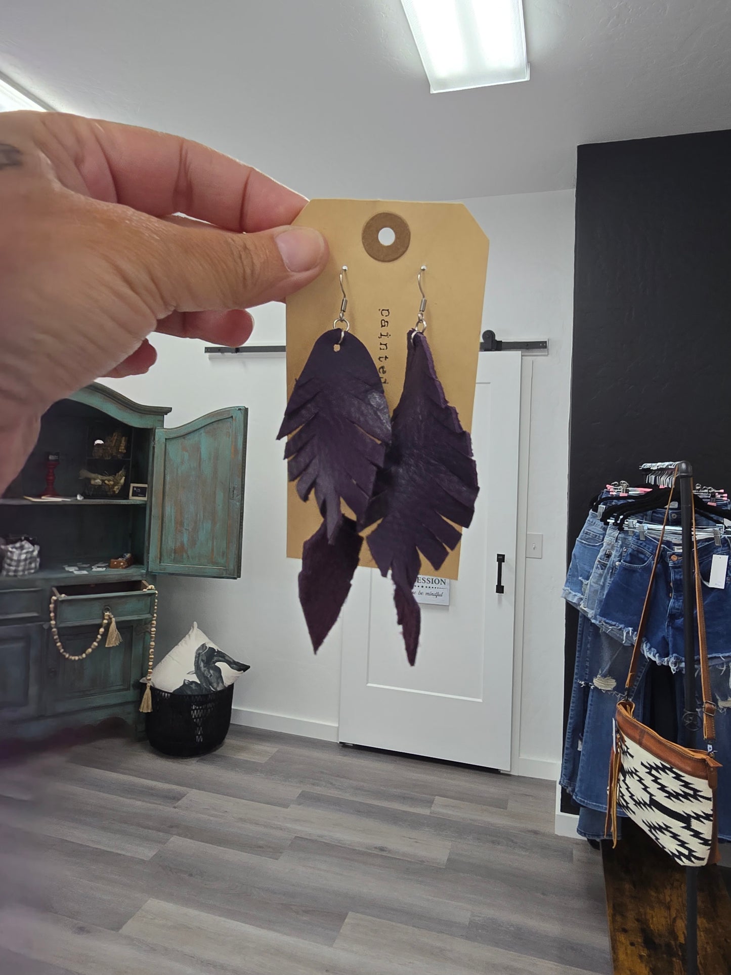 Feather Style Earrings by Painted Pony Designs