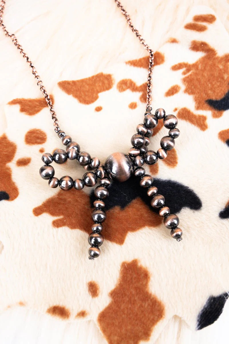 TIPI Sadie Copper or Silver Pearl Bow Necklace