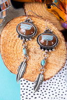 TIPI Brown Feather Frontier Earrings