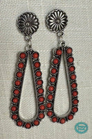 Concho Hoop Earrings w/ Red Stones